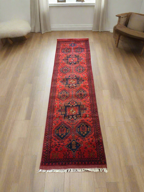 Terkaman Tribal Afghan Oriental Rug, size 2' 6" x 9' 7"  (C)