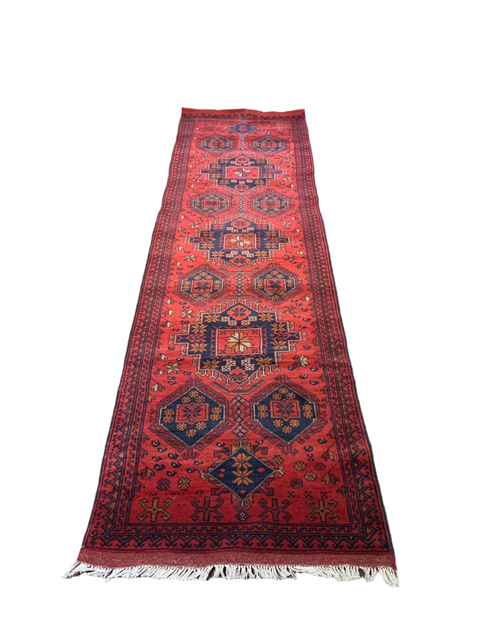 Terkaman Tribal Afghan Oriental Rug, size 2' 6" x 9' 7"  (C)
