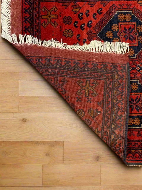 Terkaman Tribal Afghan Oriental Rug, size 2' 6" x 9' 7"  (C)