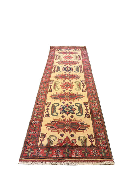 Terkaman Tribal Afghan Oriental Rug, size 3" x 9' 7"  (Q)