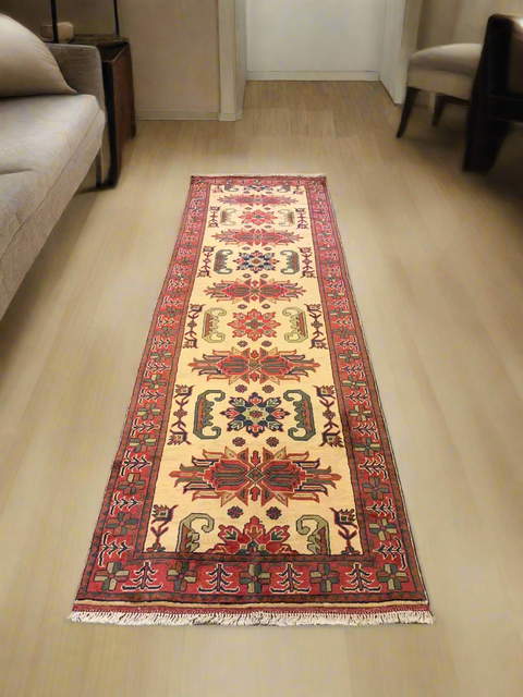 Terkaman Tribal Afghan Oriental Rug, size 3" x 9' 7"  (Q)