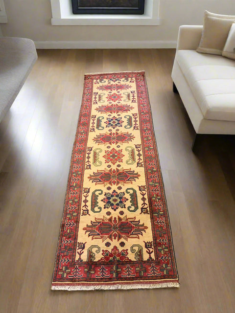 Terkaman Tribal Afghan Oriental Rug, size 3" x 9' 7"  (Q)