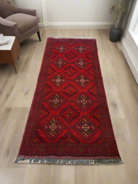 Terkaman Tribal Afghan Oriental Rug, size 2' 7" x 6' 6"  (C)