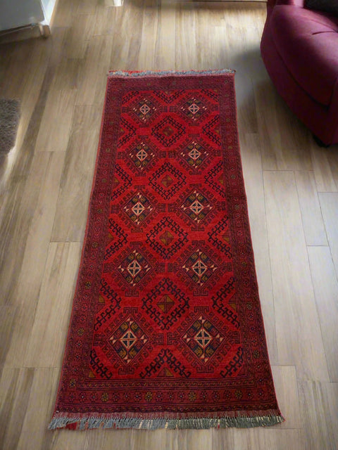 Terkaman Tribal Afghan Oriental Rug, size 2' 7" x 6' 6"  (C)