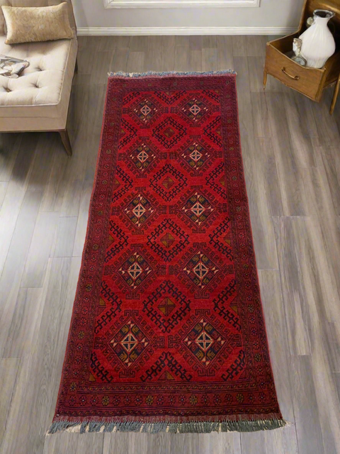 Terkaman Tribal Afghan Oriental Rug, size 2' 7" x 6' 6"  (C)