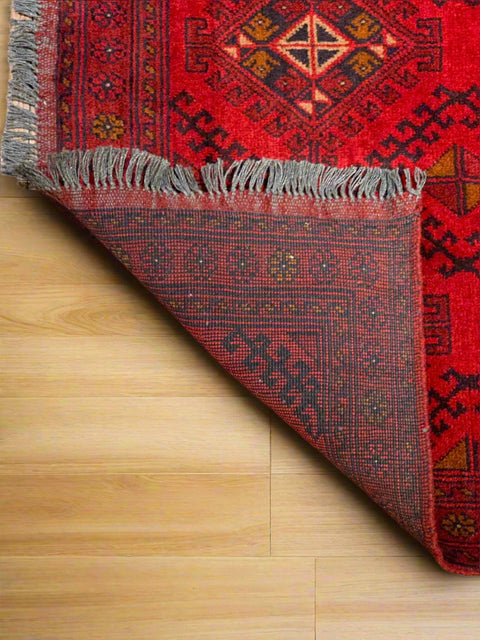 Terkaman Tribal Afghan Oriental Rug, size 2' 7" x 6' 6"  (C)