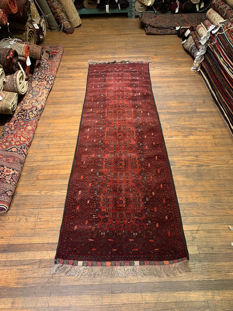Terkaman Tribal Afghan Oriental Rug, size 3" x 9' 7"  (C)