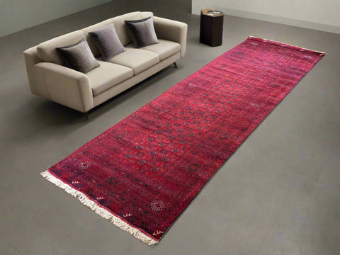 Terkaman Tribal Afghan Oriental Rug, size 2' 9" x 9' 1" (C)