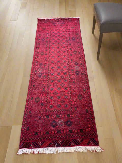Terkaman Tribal Afghan Oriental Rug, size 2' 9" x 9' 1" (C)