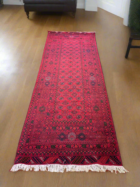 Terkaman Tribal Afghan Oriental Rug, size 2' 10" x 9' 3" (C)