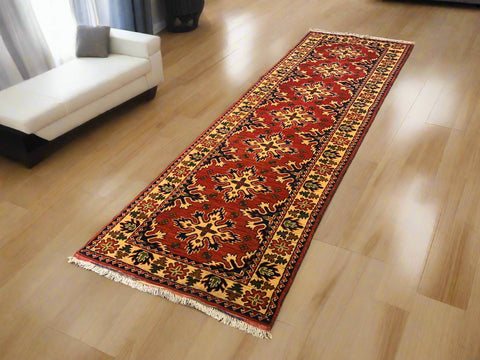Terkaman Tribal Afghan Oriental Rug, size 2' 9" x 9' 5"  (Q)
