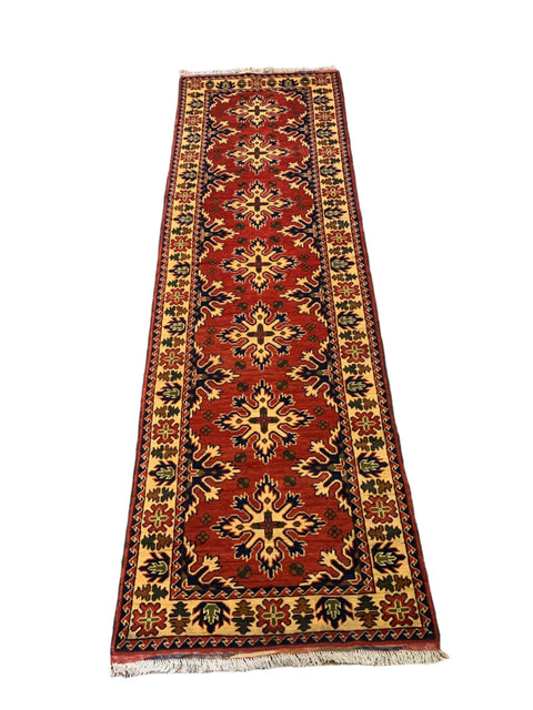 Terkaman Tribal Afghan Oriental Rug, size 2' 9" x 9' 5"  (Q)