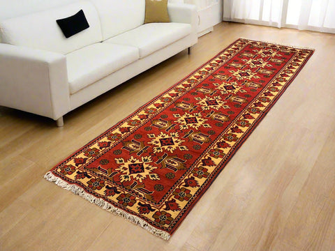 Terkaman Tribal Afghan Oriental Rug, size 2' 10" x 9' 7" (Q)