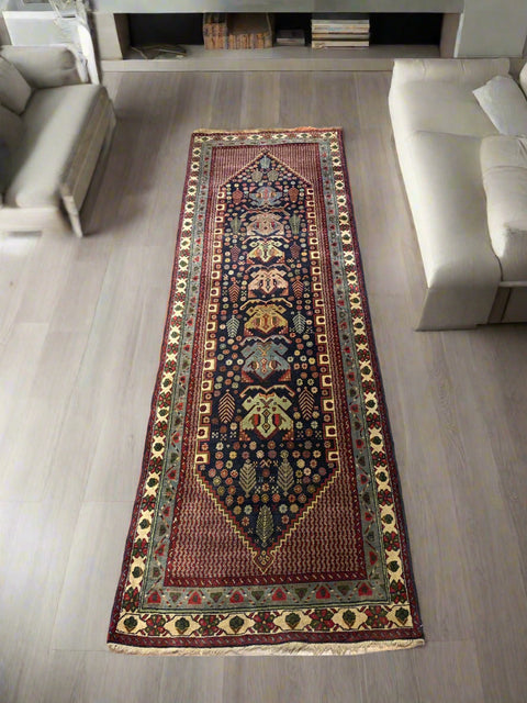 Timeless Beauty, Woven by Hand. Antique Persian Hamadan Rug, size 2' 10" x 9' 7"