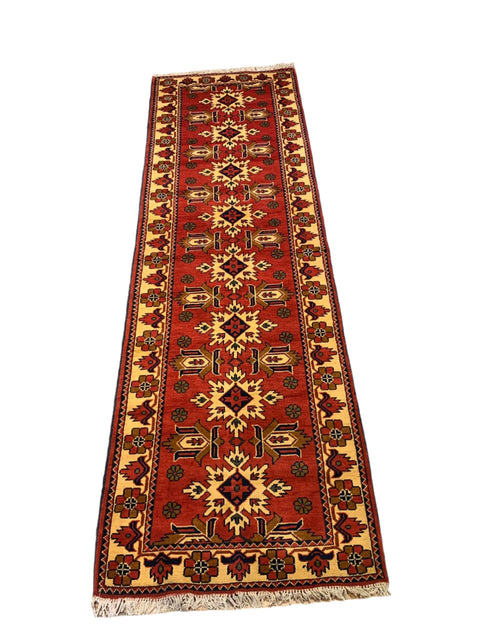 Terkaman Tribal Afghan Oriental Rug, size 2' 10" x 9' 7" (Q)