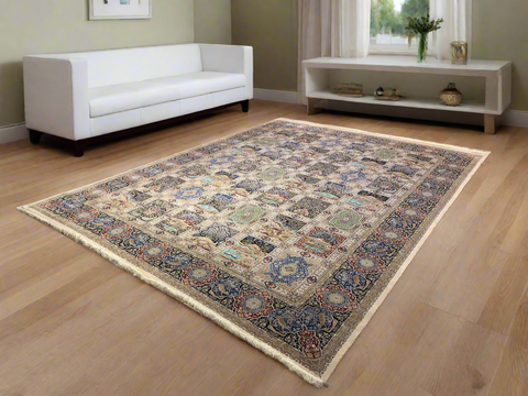 Exquisite 100% Silk Persian Design Rug – Elegant and Luxurious, size  9' 9" x 12' 10"