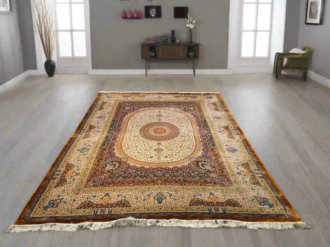 Exquisite 100% Silk Persian Design Rug – Elegant and Luxurious, size  9' 8" x 13' 3"