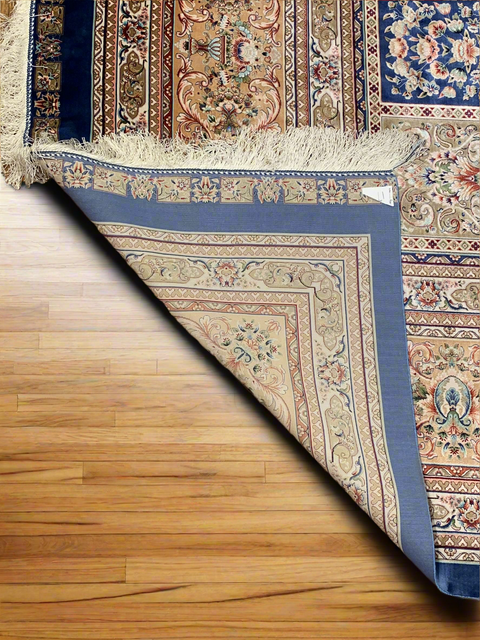 Exquisite 100% Silk Persian Design Rug – Elegant and Luxurious, size 9' 9" x 12' 9"