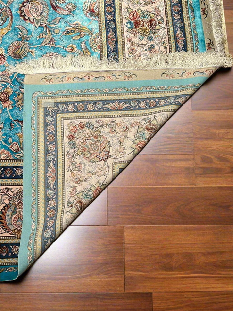 Exquisite 100% Silk Persian Design Rug – Elegant and Luxurious, size 8" x 11' 6"  (H)