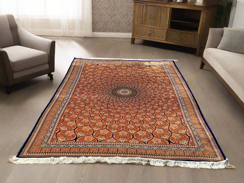 Exquisite 100% Silk Persian Design Rug – Elegant and Luxurious, size  7' x 10'