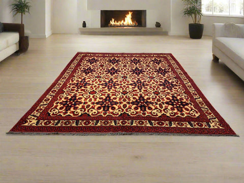 Terkaman Tribal Afghan Oriental Rug, size 9' 6"x 12' 5"  (C)