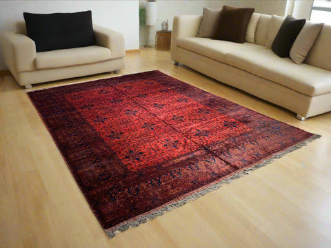 Terkaman Tribal Afghan Oriental Rug, size 9' 8" x 13' 4"  (C)