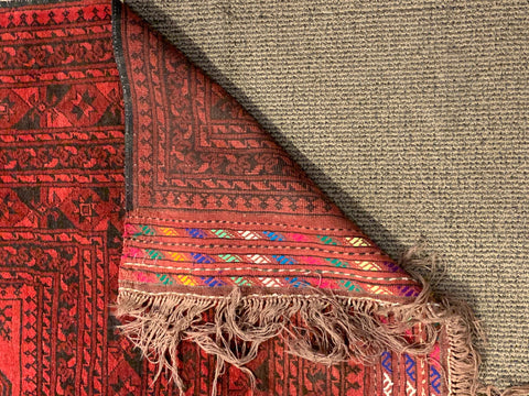 Terkaman Tribal Afghan Oriental Rug, size 3" 9" x 12"  (C) Filpa