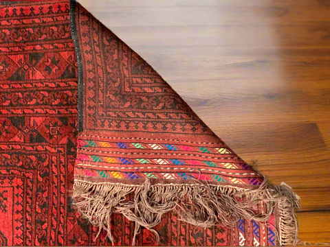 Terkaman Tribal Afghan Oriental Rug, size 3" 9" x 12"  (C) Filpa