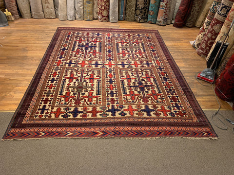 Terkaman Tribal Afghan Oriental Rug, size 9' 7" x 12' 6"  (C)