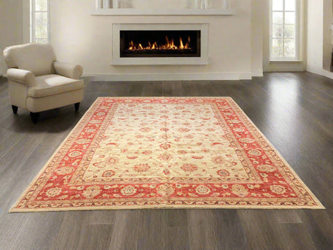 Hand-Knotted Sultanabad Vegetable-Dyed Wool Rug, 9" x 12"  (K)