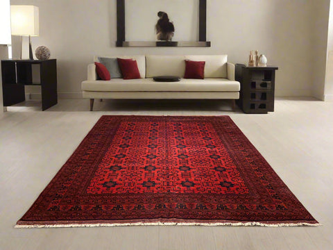 Terkaman Tribal Afghan Oriental Rug, size  8' 5" x 11' 6"  (C)