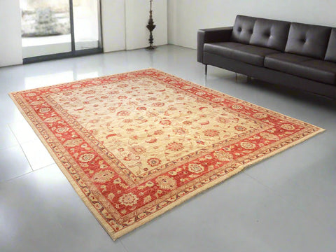 Hand-Knotted Sultanabad Vegetable-Dyed Wool Rug, 9" x 12"  (K)