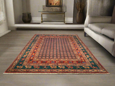 Hand-Knotted Vegetable Dye Kazak Rug from Pakistan, size 8' 10" x 12"