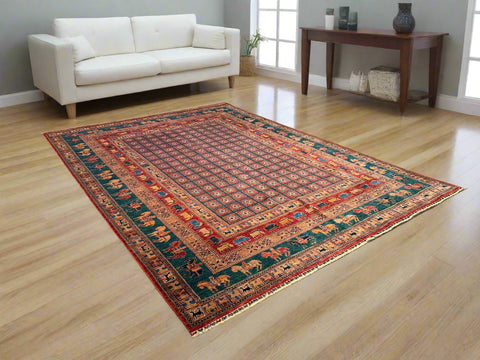 Hand-Knotted Vegetable Dye Kazak Rug from Pakistan, size 8' 10" x 12"