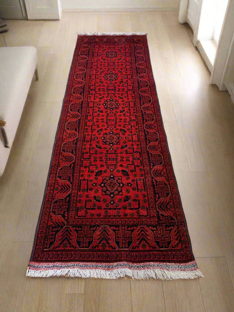 Terkaman Tribal Afghan Oriental Rug, size 2' 7" x 9' 6"  (C)