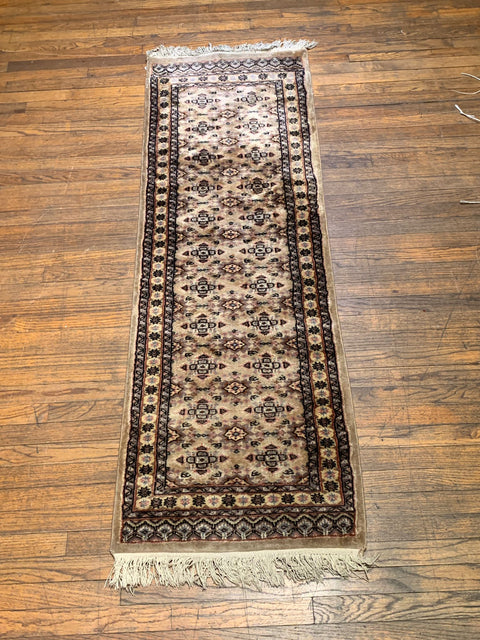 Hand-Knotted Pakistani Wool Rug, Tribal/Floral Design, 2" x 6"  (N)