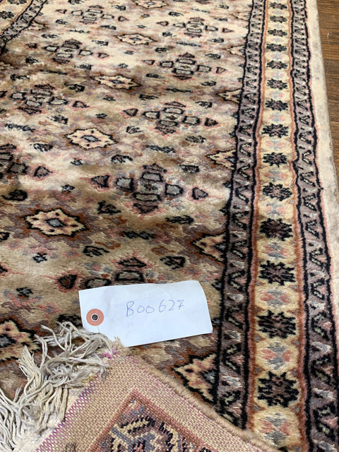 Hand-Knotted Pakistani Wool Rug, Tribal/Floral Design, 2" x 6"  (N)