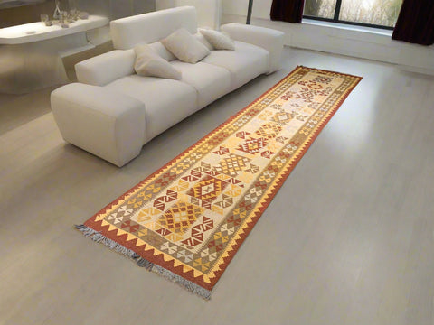 Afghan Kilim Handwoven flatweave Rug – size 2' 8" x 12' 6"