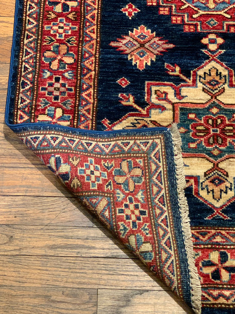 Hand-Knotted Vegetable Dye Kazak Rug from Pakistan, size 2' 8" x 9' 10"