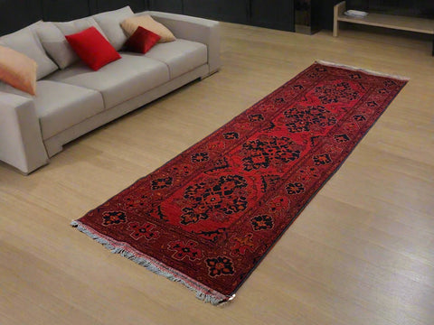 Terkaman Tribal Afghan Oriental Rug, size 2' 9" x 9' 6" (C)