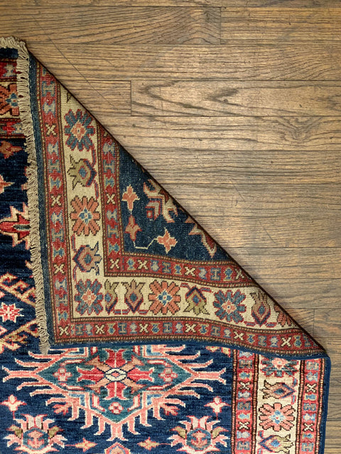 Hand-Knotted Vegetable Dye Kazak Rug from Pakistan, size 2' 8" x 13' 2"