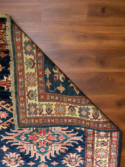 Hand-Knotted Vegetable Dye Kazak Rug from Pakistan, size 2' 8" x 13' 2"