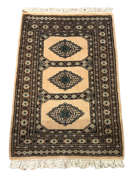 Hand-Knotted Pakistani Bokhara Rug – 100% Wool, 2' 1" x 3' 1"  (M)