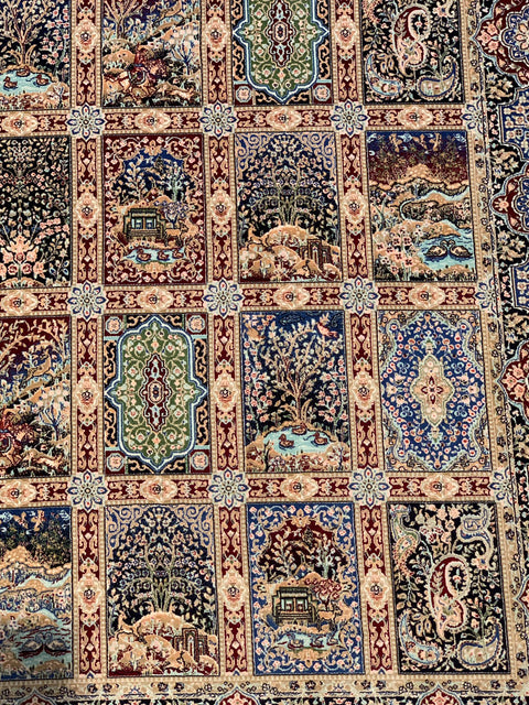 Exquisite 100% Silk Persian Bakhtiar Rug – Elegant and Luxurious, size 2' 6" x 4"