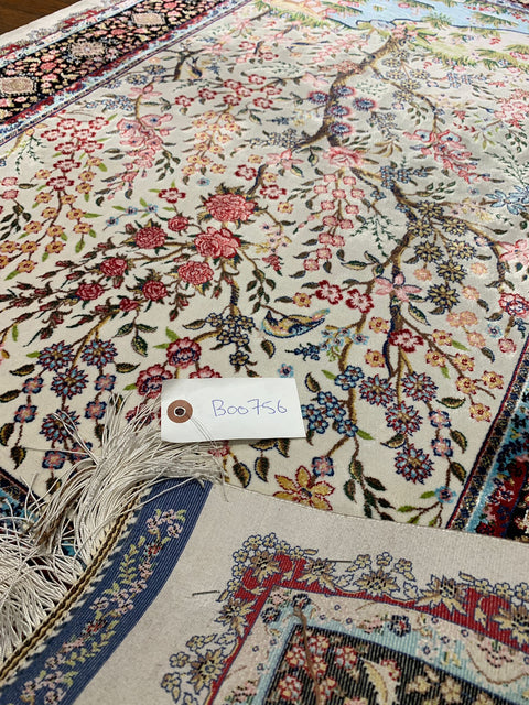 Exquisite 100% Silk Persian Tree of Life Rug – Elegant and Luxurious, size 2' 6" x 4"
