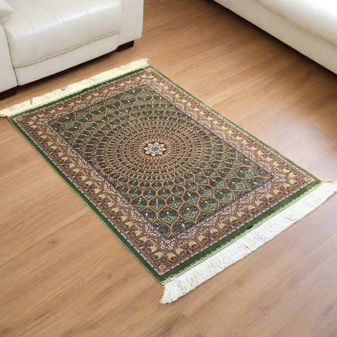 Exquisite 100% Silk Persian Isphahan Rug – Elegant and Luxurious, size 2' 6"x 4"