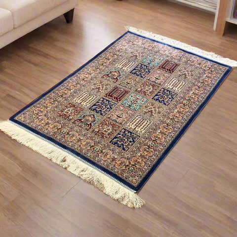 Exquisite 100% Silk Persian Bakhtiar Rug – Elegant and Luxurious, size 2' 6"x 4"