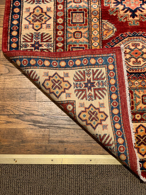 Hand-Knotted Vegetable Dye Kazak Rug from Pakistan, size 7' 9" x 11"