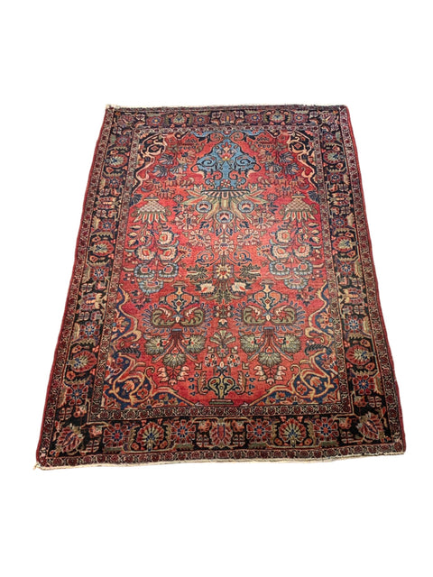 Timeless Beauty, Hand woven. Antique Persian Sarouk Rug, size 3' 6" x 5' 6"