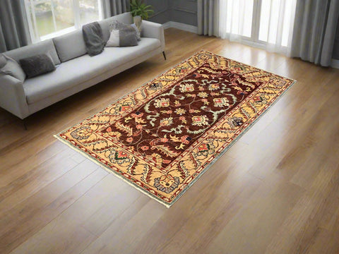 Hand-Knotted Sultanabad Vegetable-Dyed Wool Rug, 2' 8" x 4' 10" (K)